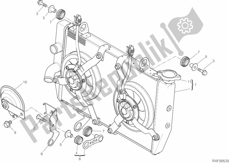 Todas as partes de Refrigerador De água do Ducati Multistrada 1200 ABS Sport Pack Brasil 2018